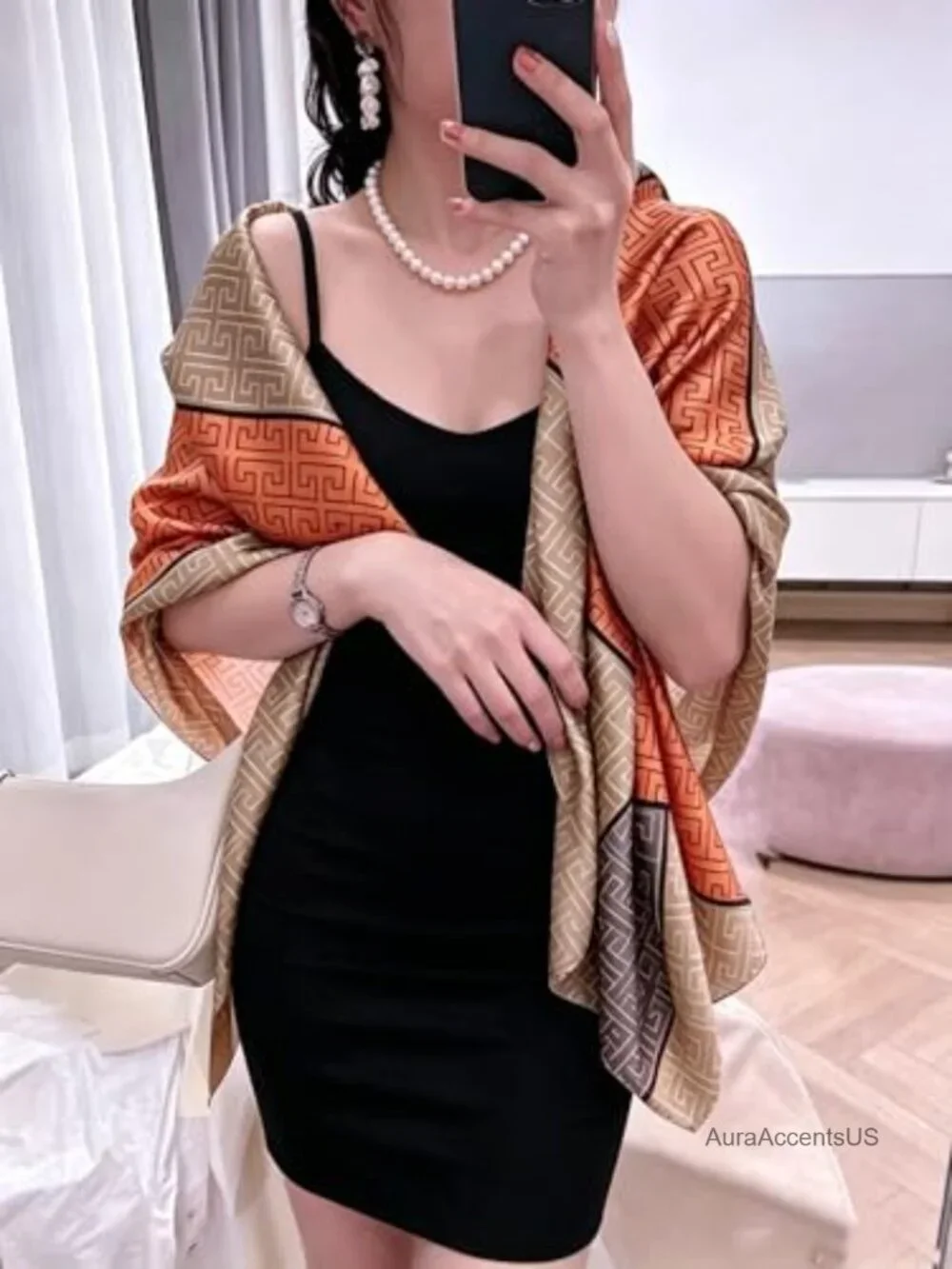Oversized Silk Scarf Lightweight Satin Shawl Wrap